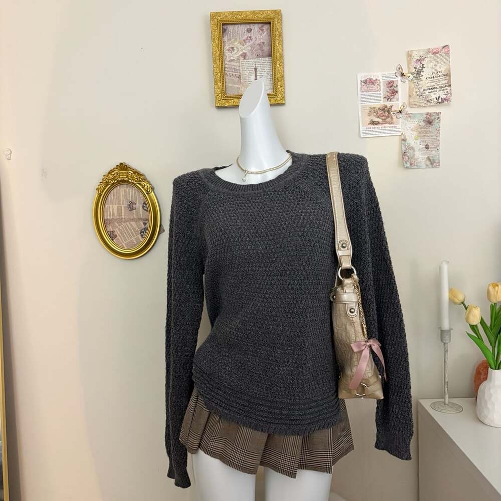 Old Navy Gray Textured Knit Sweater Size M